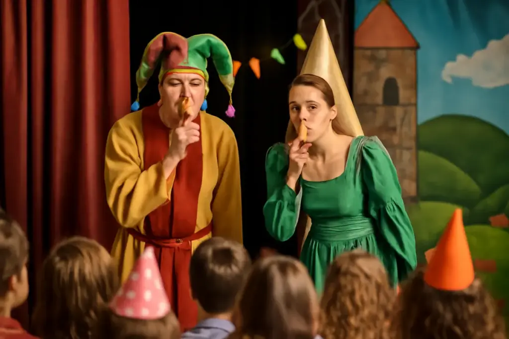 Spettacoli teatrali per bambini a festa: il piccolo trucco degli attori per evitare la distrazione nei momenti chiave