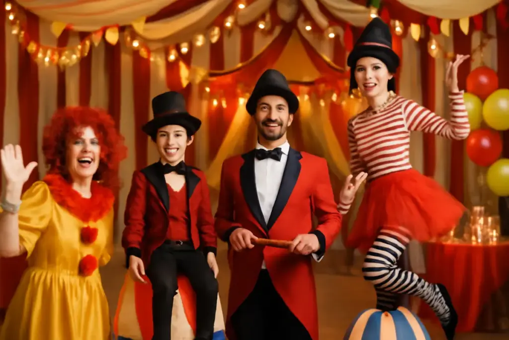 Festa a tema circo: scenografia, costumi e trucchi che trasformano la sala in pochi passaggi